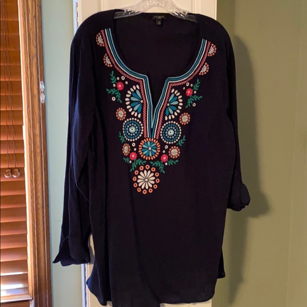 Talbots black gauze top